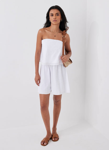 White Jersey Bandeau Playsuit