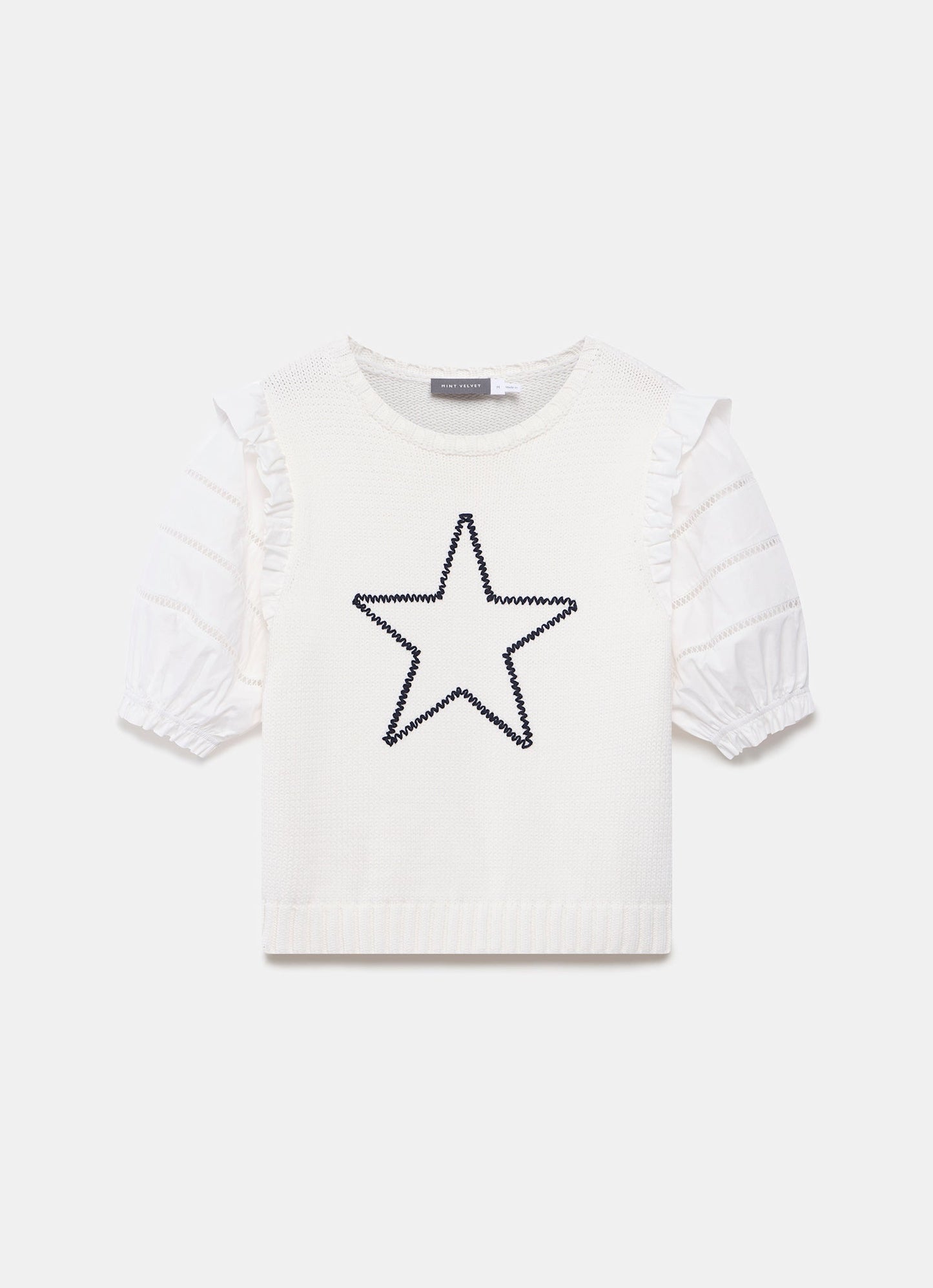 White Knit Star Top
