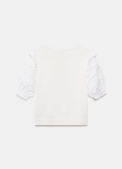 White Knit Star Top