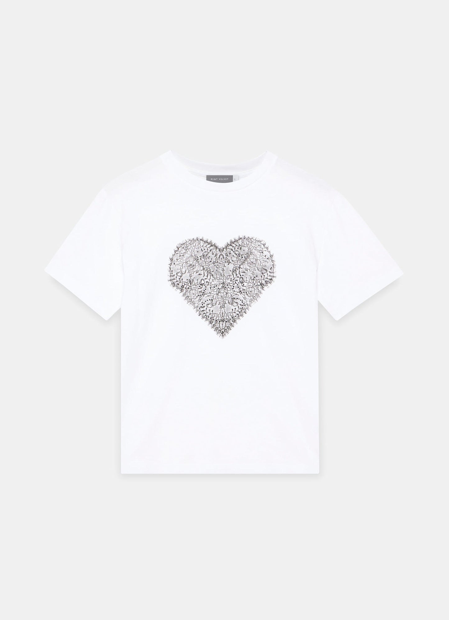 White Lace Heart Graphic T-Shirt
