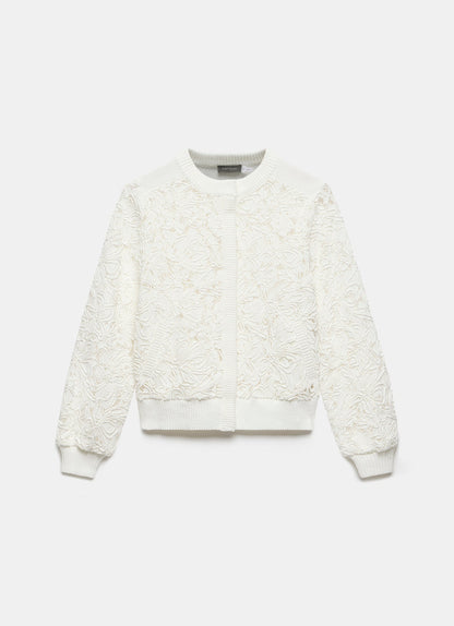 White Lace Bomber Jacket