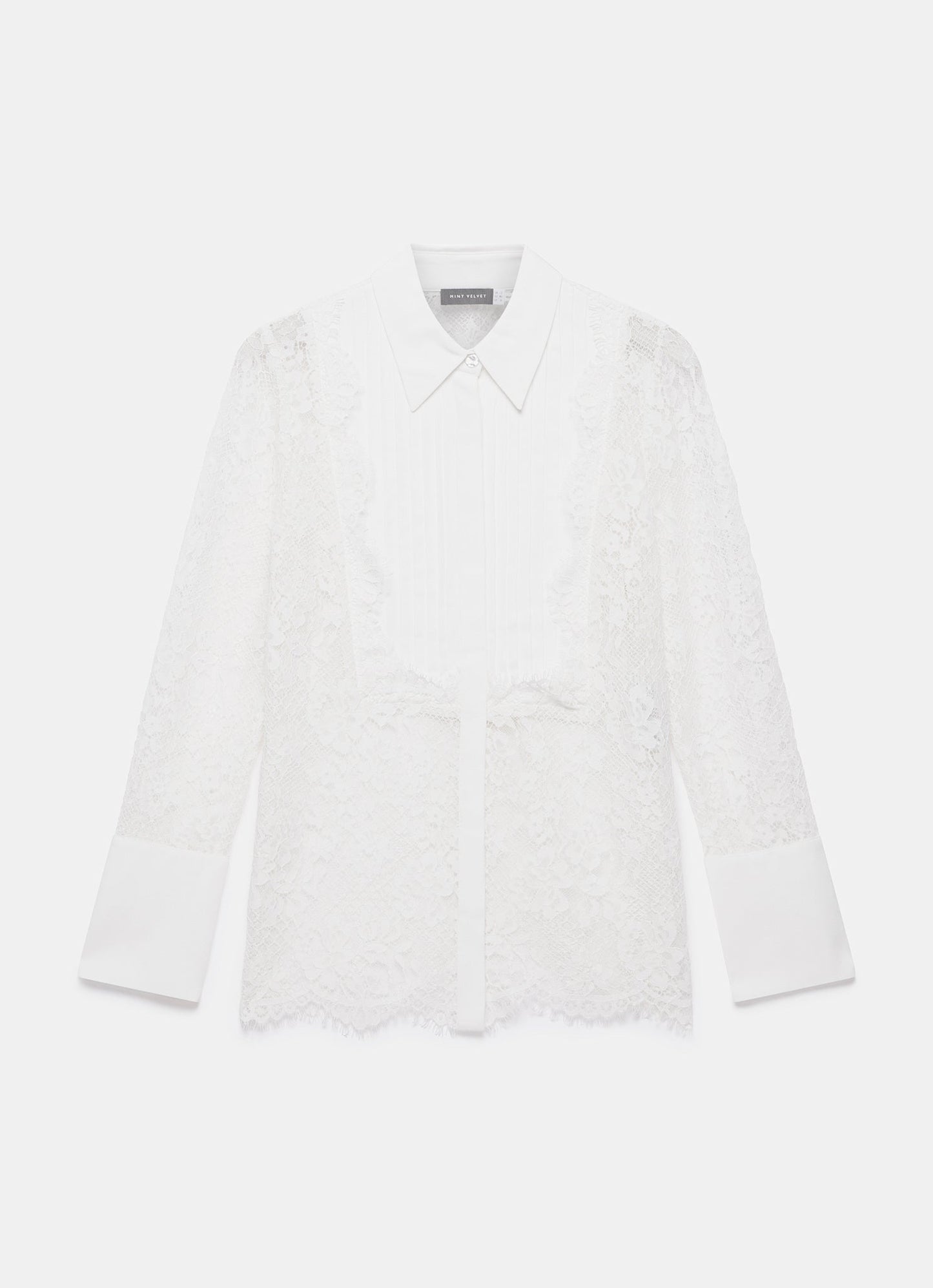 White Lace Pintuck Shirt