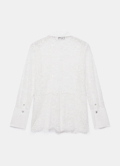 White Lace Pintuck Shirt