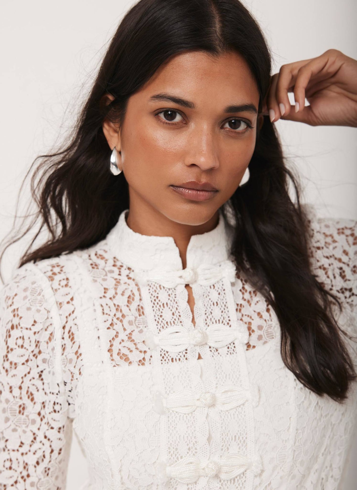 White Lace Scallop Trim Top