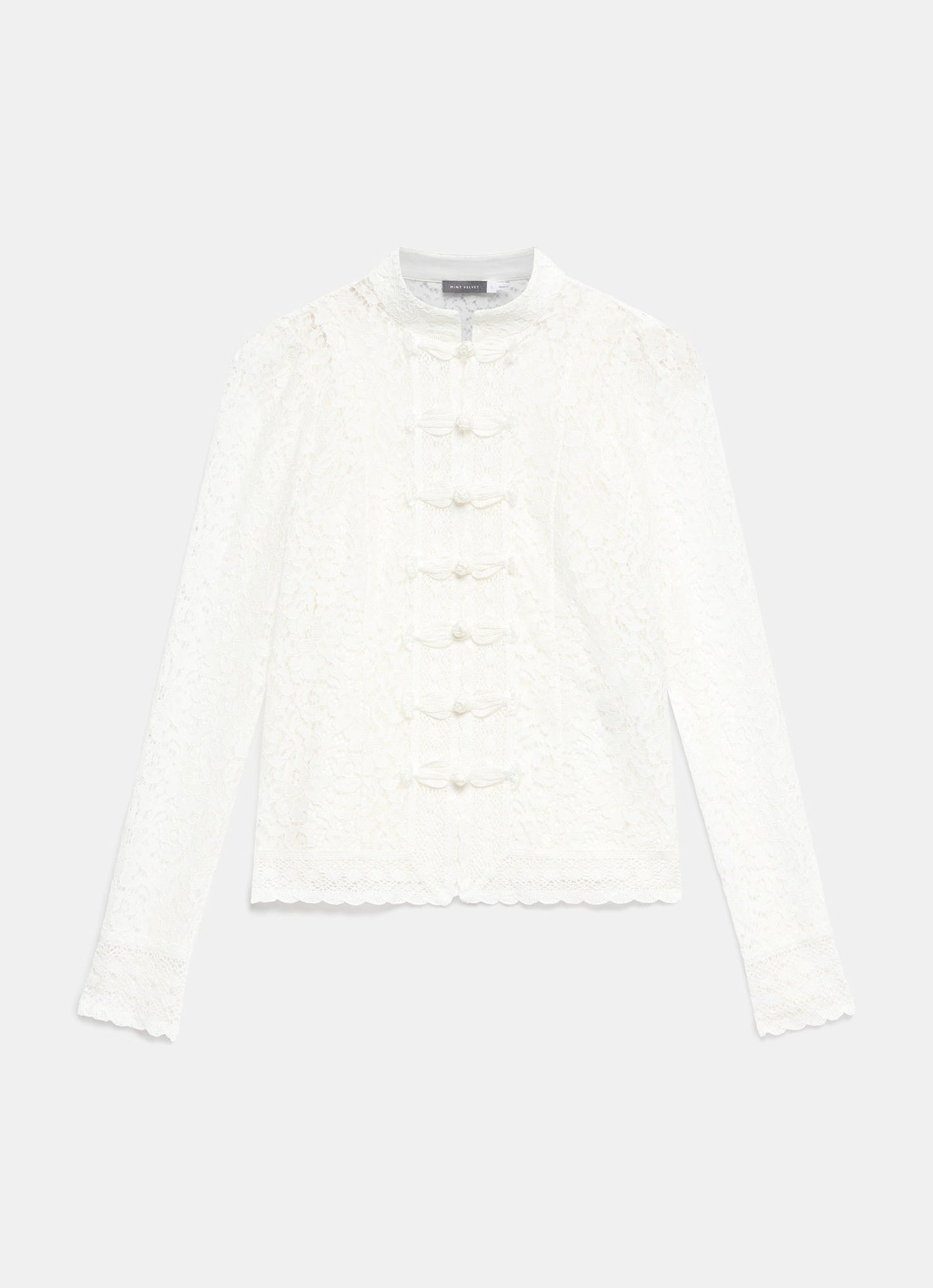 White Lace Scallop Trim Top