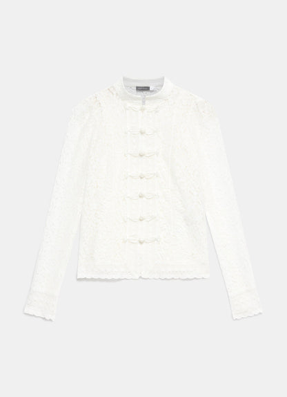 White Lace Scallop Trim Top