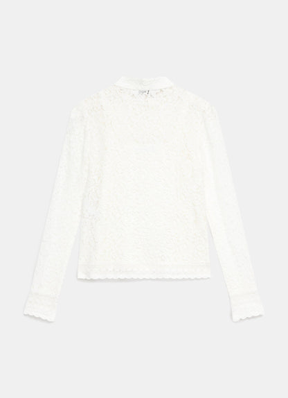 White Lace Scallop Trim Top