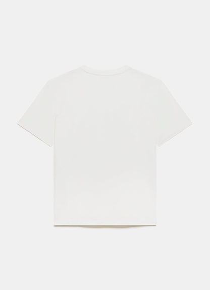 White Metallic Flower Graphic T-Shirt