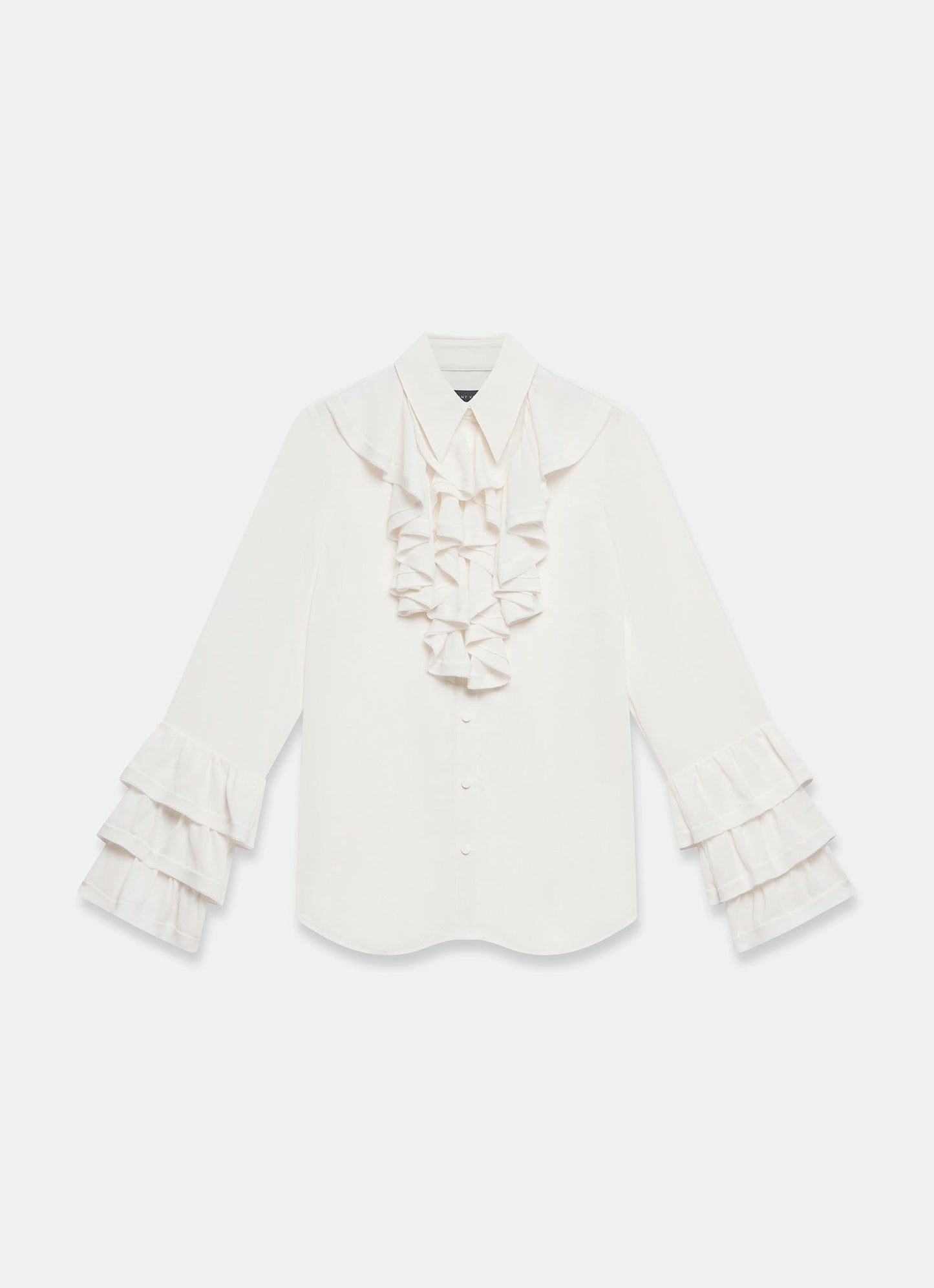 White Ruffle Detail Shirt