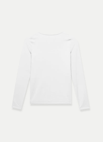 White Scoop Neck Long Sleeve Top