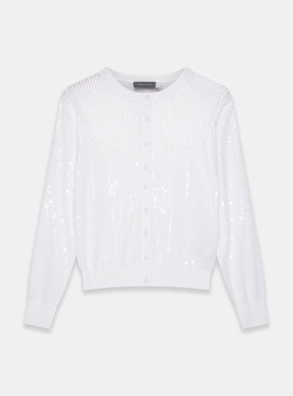 White Sequin Knit Cardigan