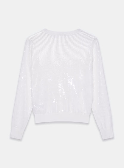 White Sequin Knit Cardigan
