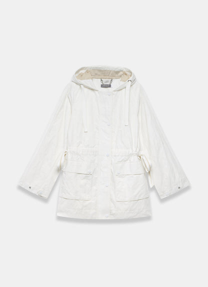 White Lightweight Hooded Parka