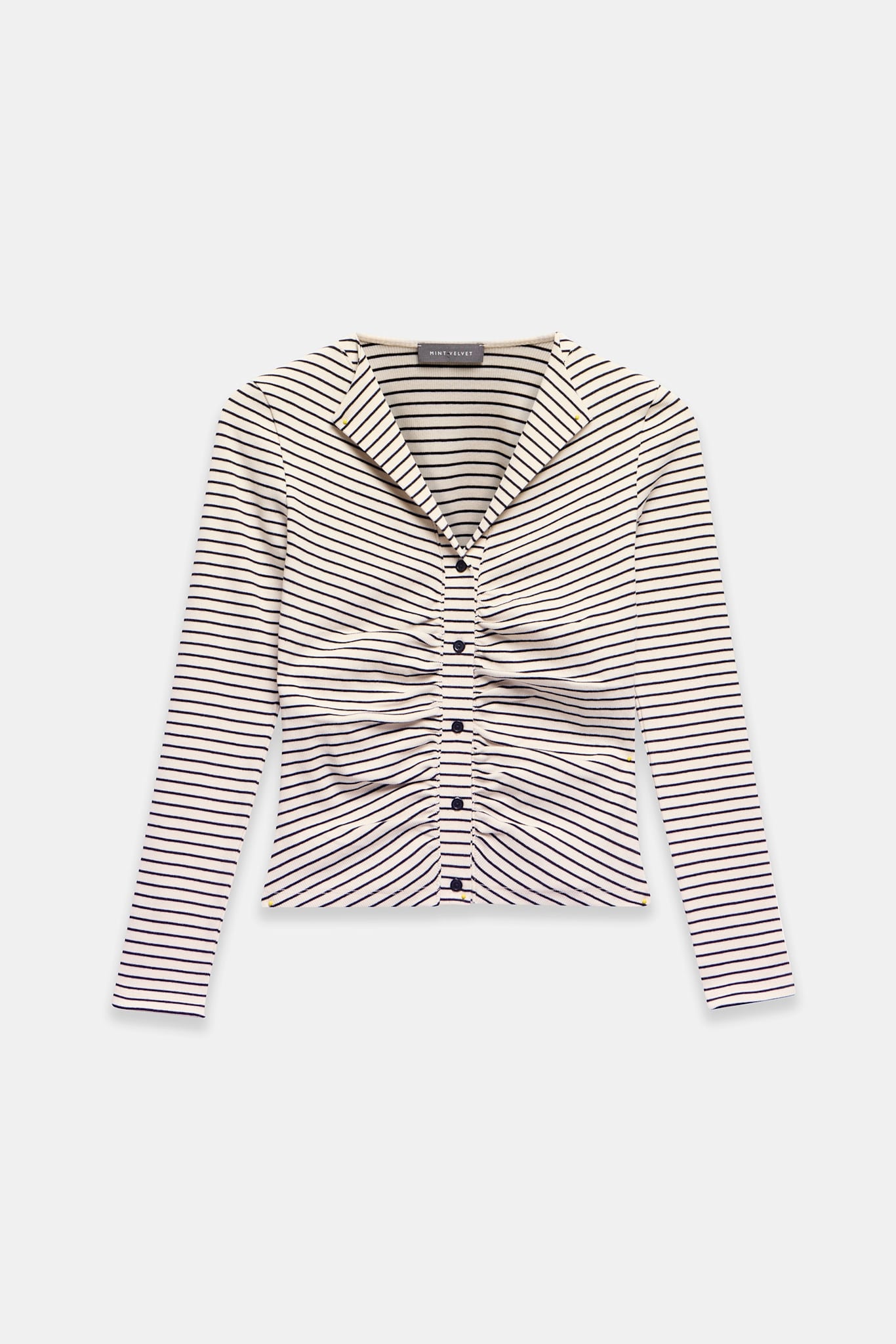 Neutral Striped Ruched Top