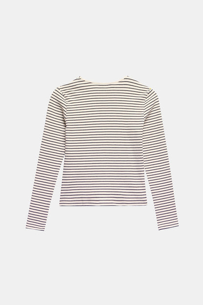 Neutral Striped Ruched Top