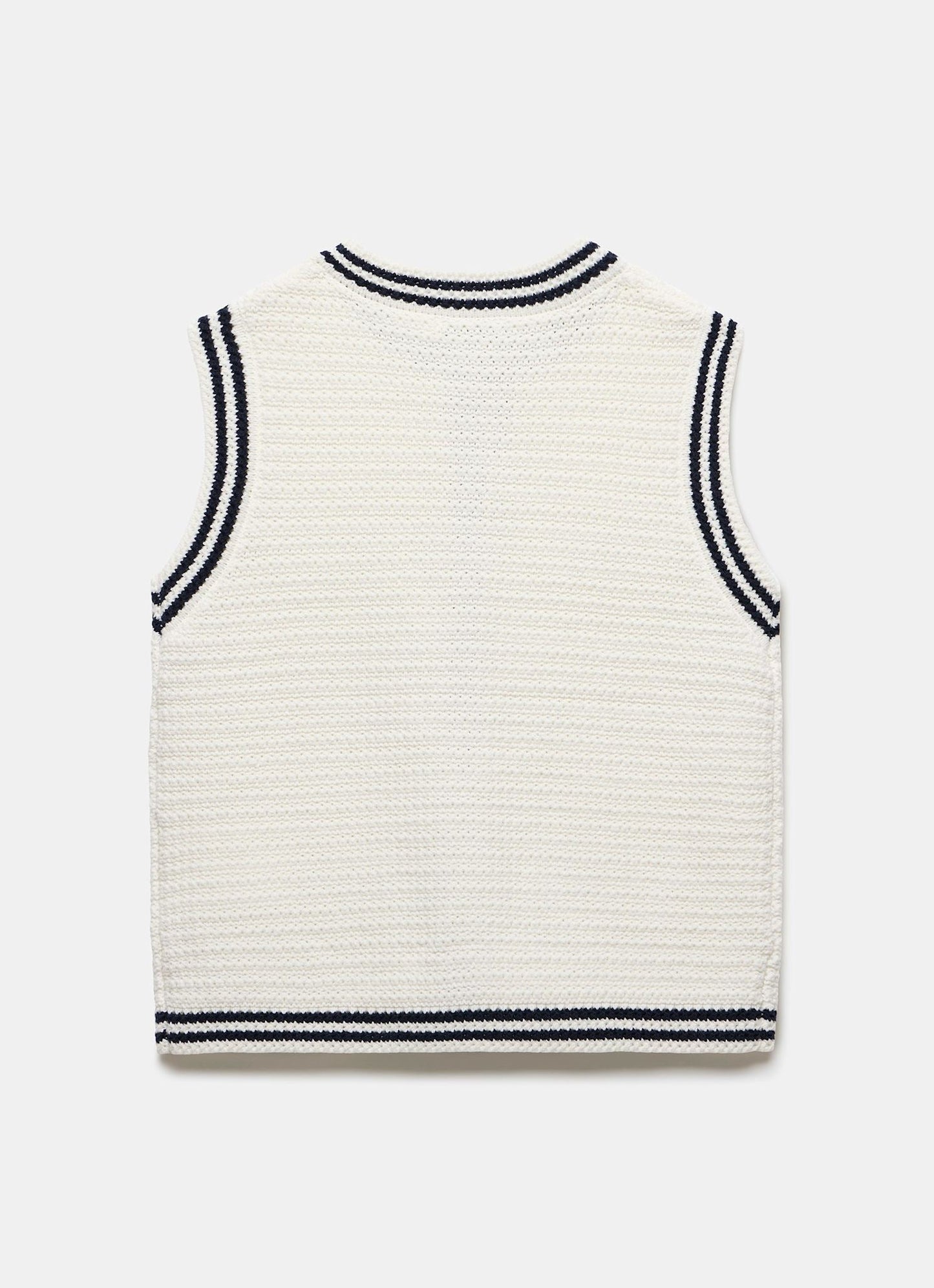 White Contrast Trim Knit Waistcoat