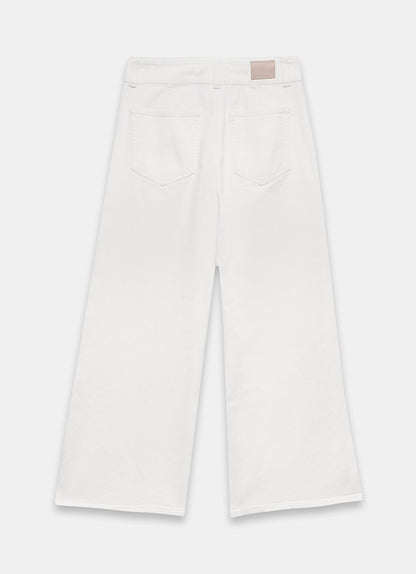 White Cropped Wide Jeans