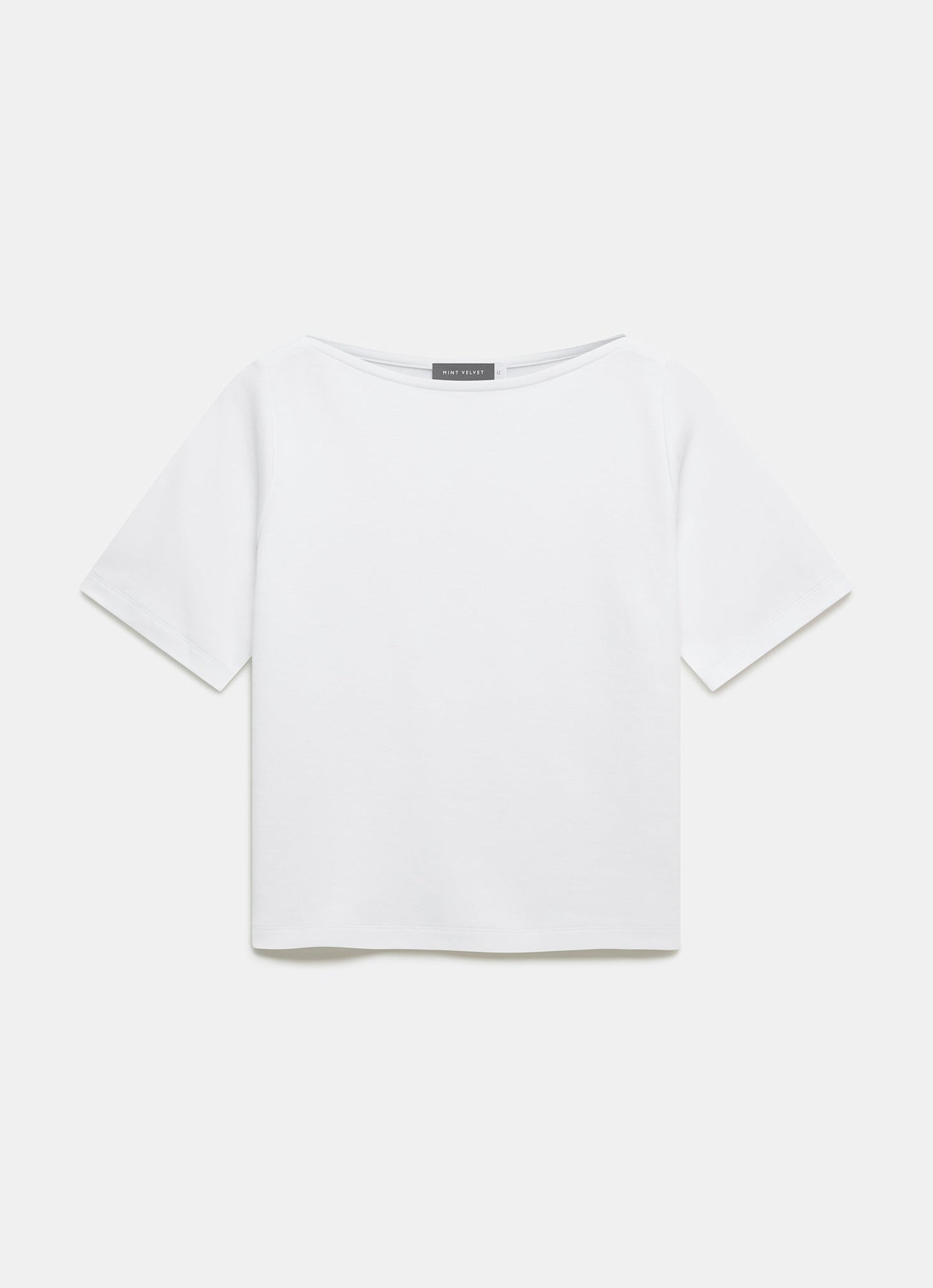 White Slash Neck T Shirt
