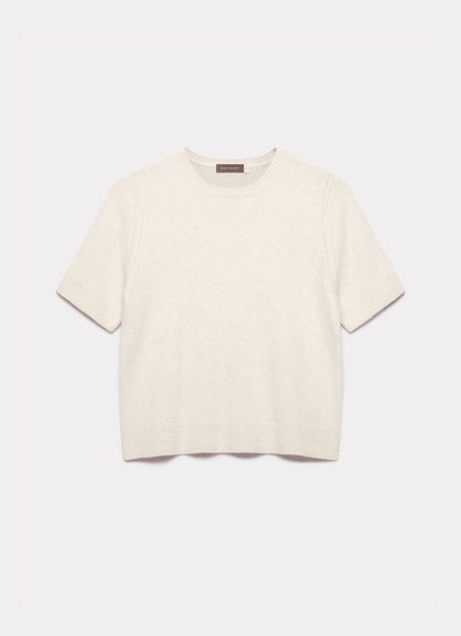 Cream Fitted Knit Tee