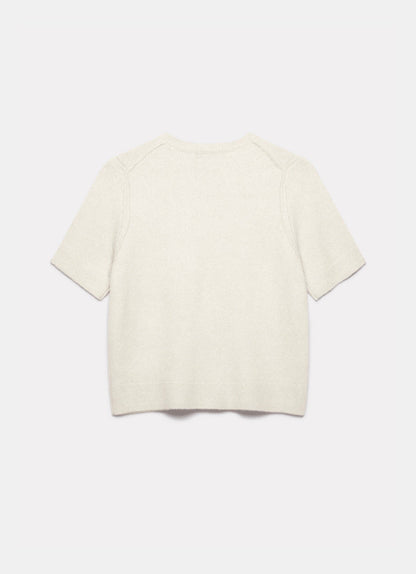 Cream Fitted Knit Tee