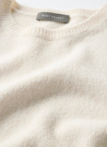 Cream Fitted Knit Tee