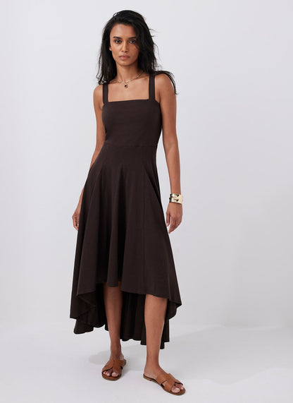 Brown Jersey Midi Dress