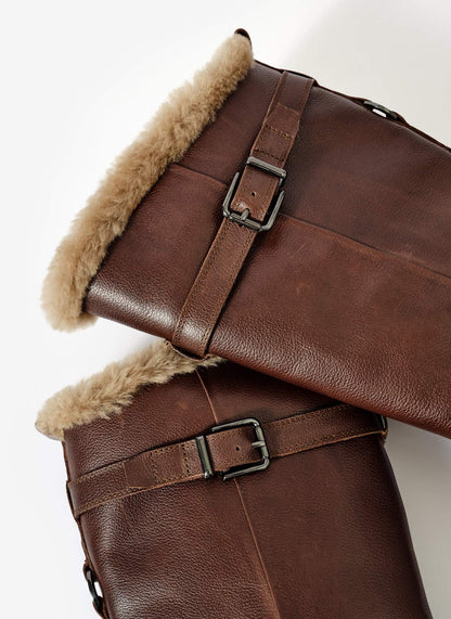 Kara Brown Leather Faux Fur Boots