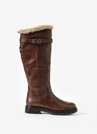 Kara Brown Leather Faux Fur Boots