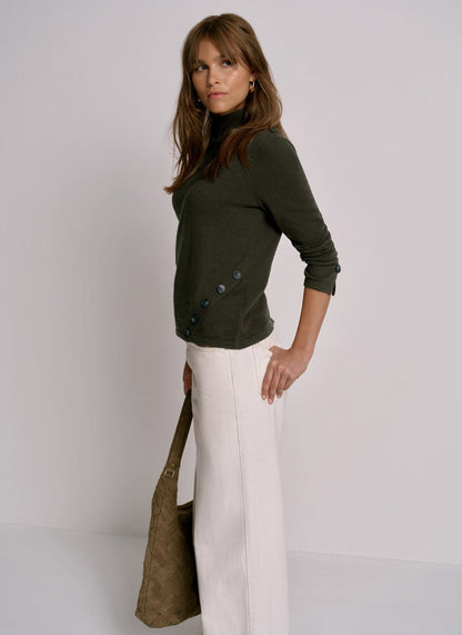 Khaki Button Detail Top