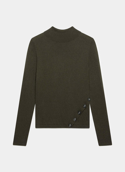 Khaki Button Detail Top