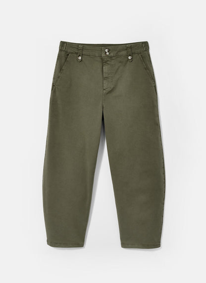 Khaki Barrel Chino Trousers