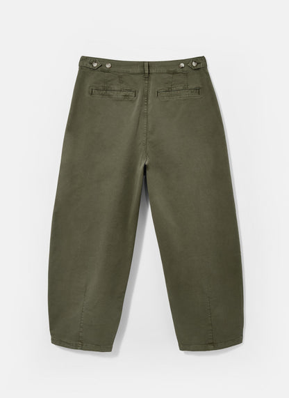 Khaki Barrel Chino Trousers
