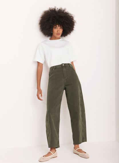 Khaki Barrel Leg Jeans