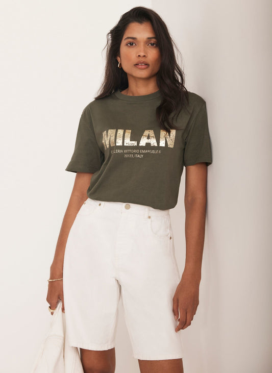 Khaki Foil Milan Graphic T-Shirt
