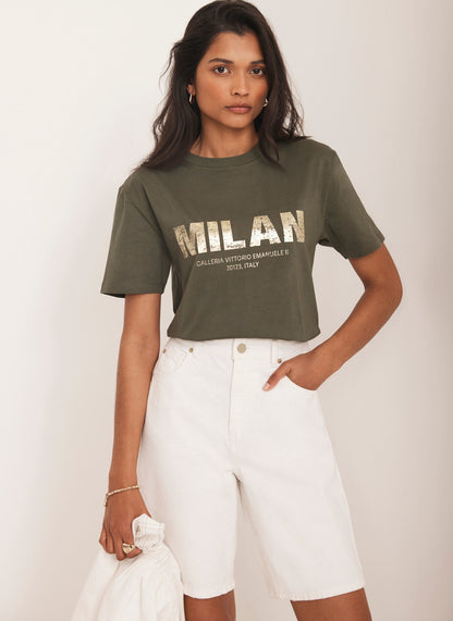 Khaki Foil Milan Graphic T-Shirt