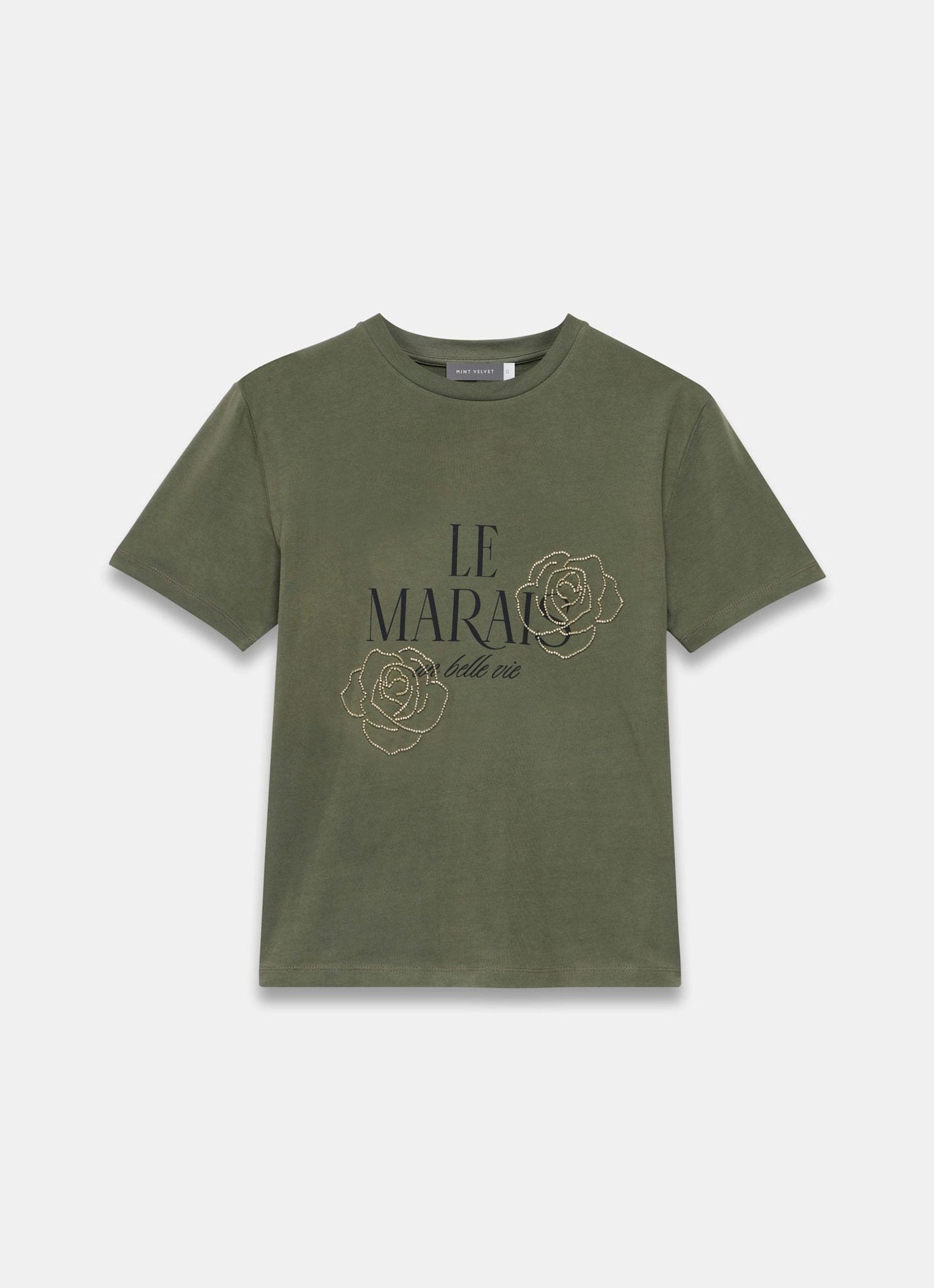Khaki Graphic Slogan T-Shirt
