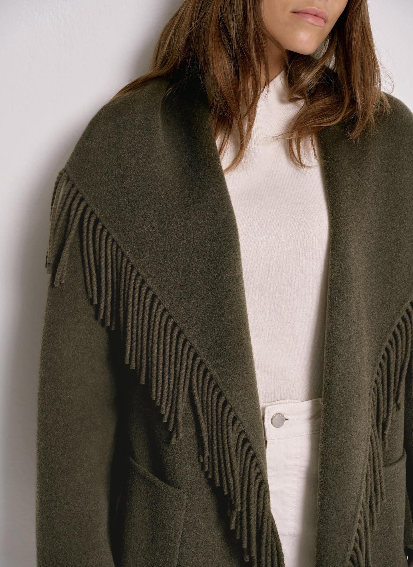 Khaki Wool Blend Hand Finished Coat