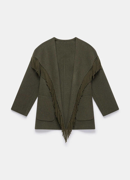 Khaki Wool Blend Hand Finished Coat