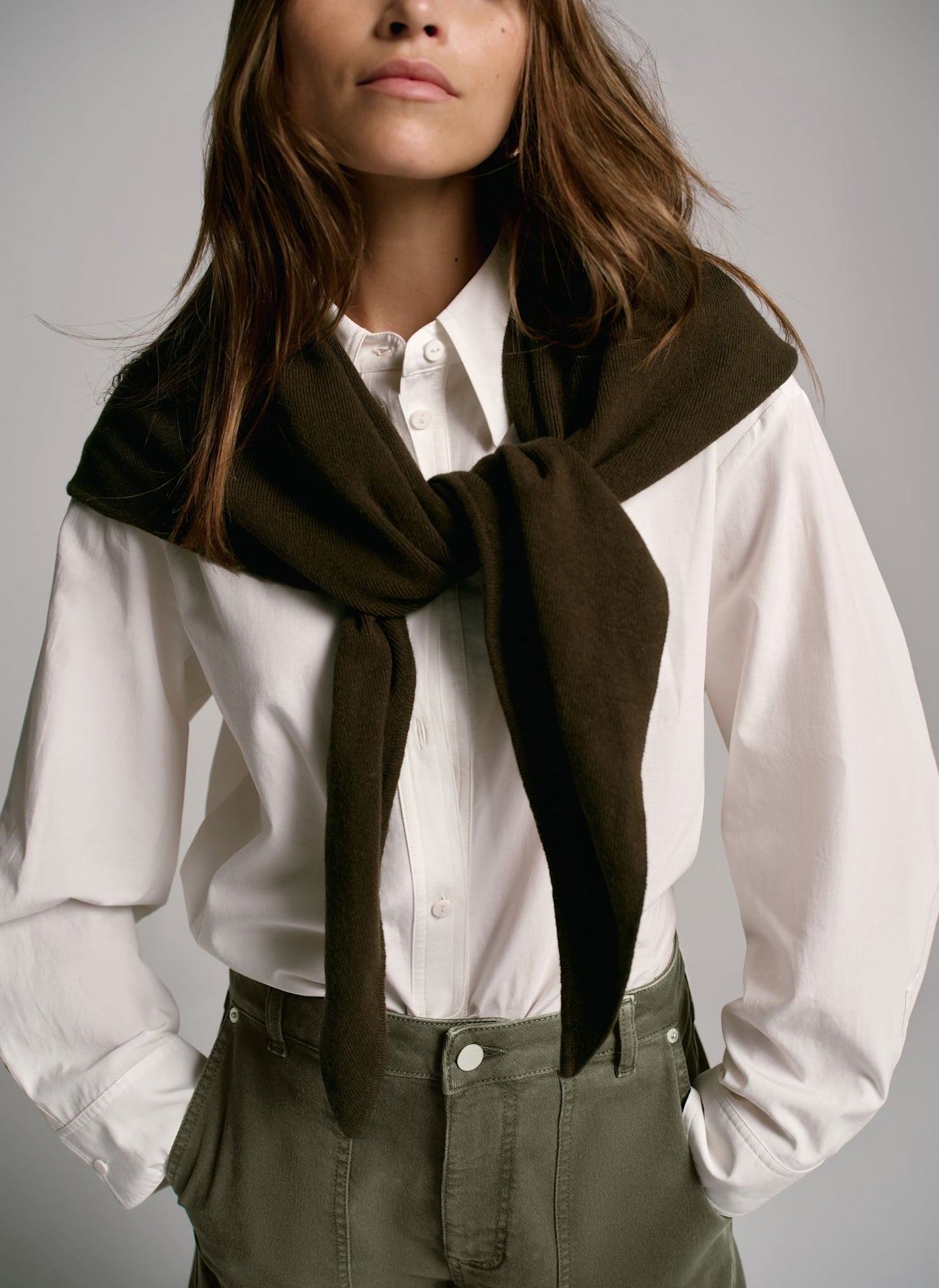 Khaki Wrap Triangle Knit Scarf