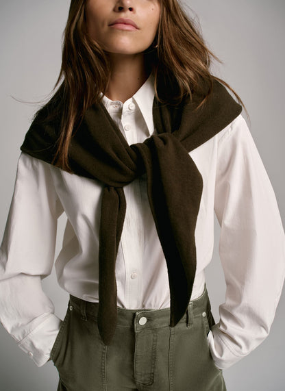 Khaki Wrap Triangle Knit Scarf