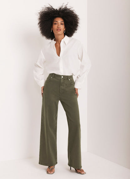 Khaki Wide Leg Jeans