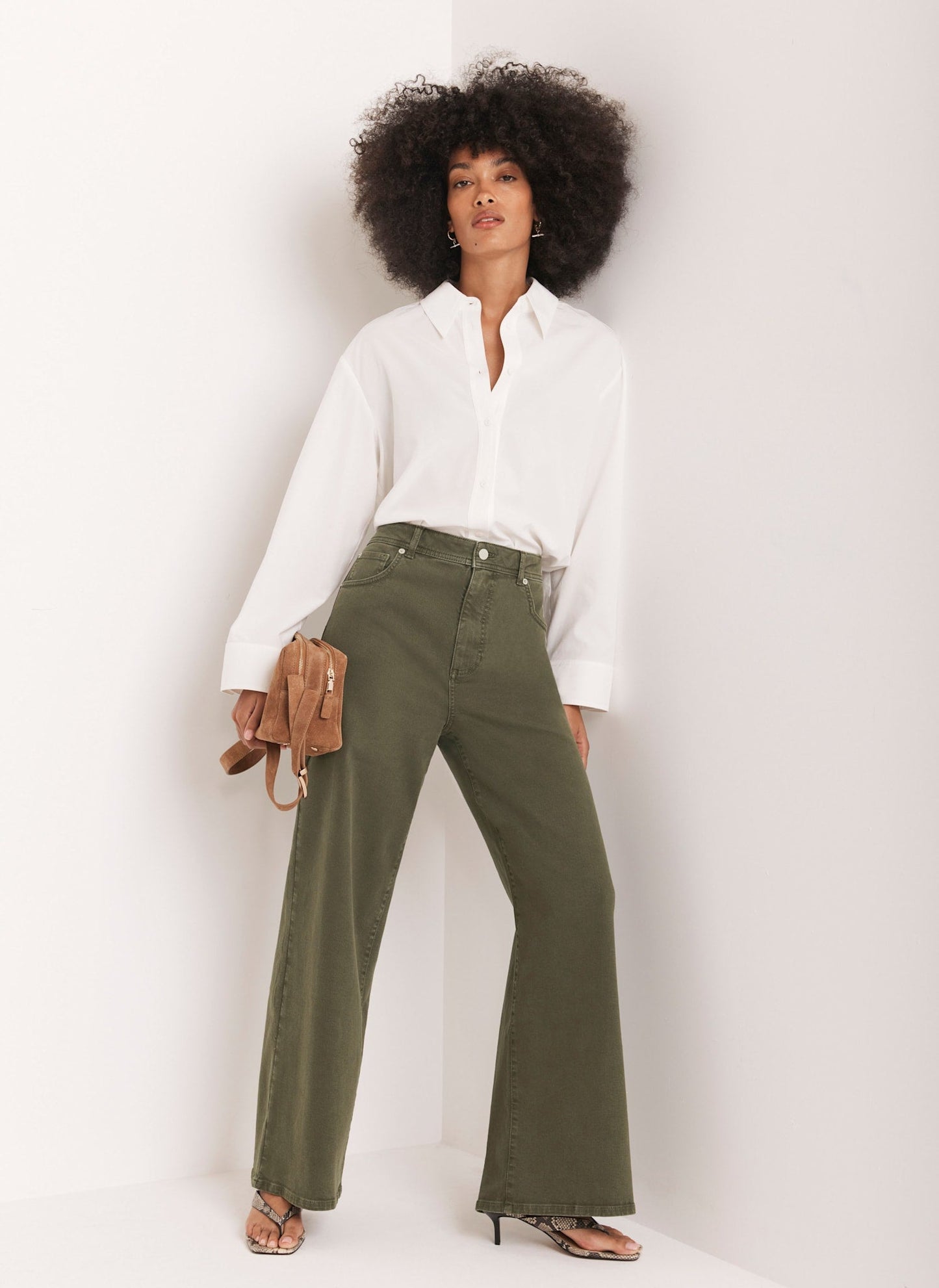 Khaki Wide Leg Jeans