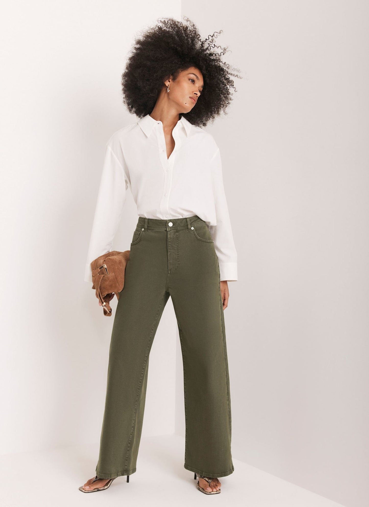 Khaki Wide Leg Jeans