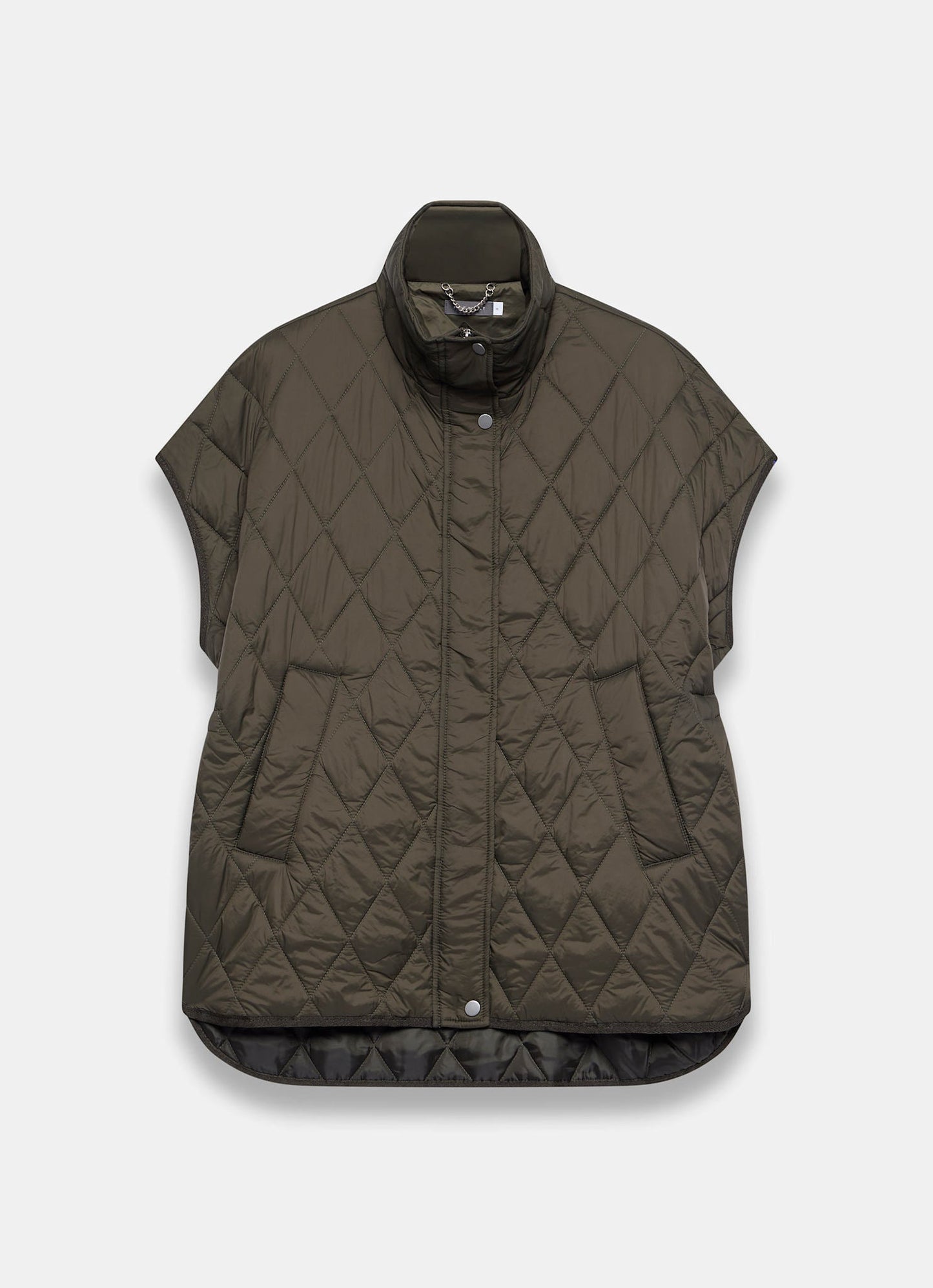 Khaki Quilted Oversized Gilet