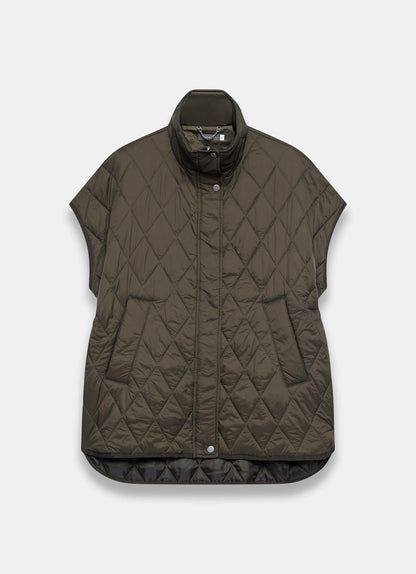 Khaki Quilted Oversized Gilet