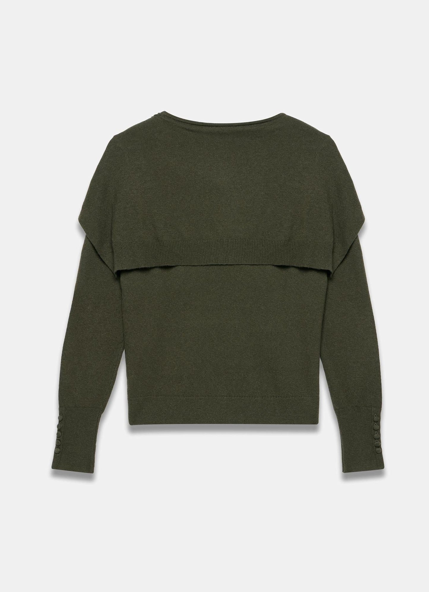 Khaki Cotton Blend Scarf Detail Knit Jumper