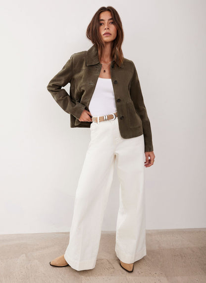 Khaki Suede Pocket Detail Jacket