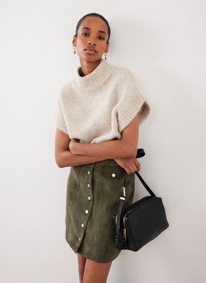 Khaki Suede Mini Skirt