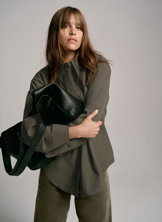 Khaki Oversized Tailored Shirt