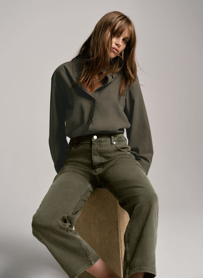 Khaki Oversized Tailored Shirt